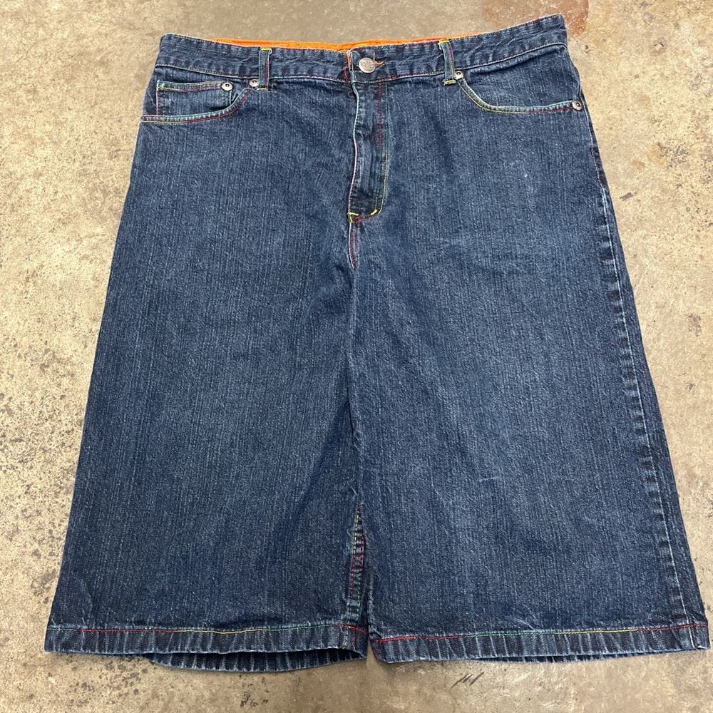 Y2K Brooklyn Express Denim Shorts Men’s Size 40 Dark Wash Streetwear HipHop Rare